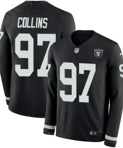 Nike Las Vegas Raiders #97 Maliek Collins Black Team Color Stitched NFL Limited Therma Long Sleeve Jersey