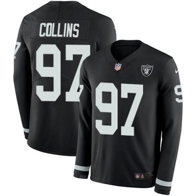 Nike Las Vegas Raiders #97 Maliek Collins Black Team Color Stitched NFL Limited Therma Long Sleeve Jersey