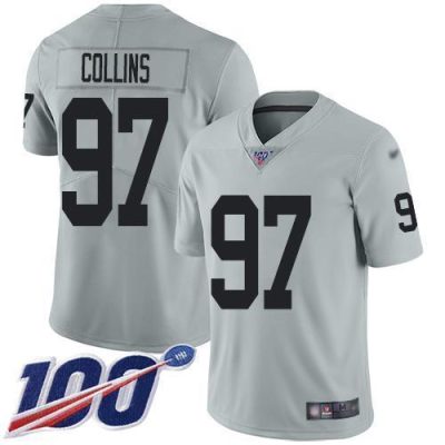 Nike Las Vegas Raiders #97 Maliek Collins Silver Stitched NFL Limited Inverted Legend 100th Season Jersey