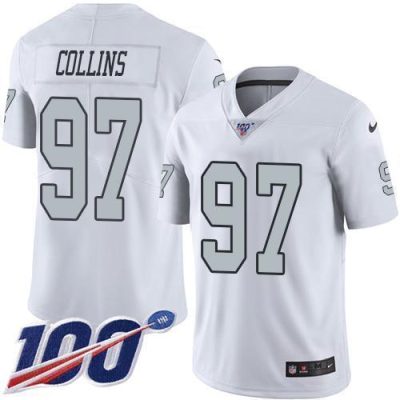 Nike Las Vegas Raiders #97 Maliek Collins White Stitched NFL Limited Rush 100th Season Jersey