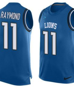 Nike Lions #11 Kalif Raymond Blue Team Color Stitched NFL Limited Tank Top Jersey