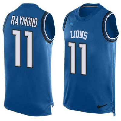 Nike Lions #11 Kalif Raymond Blue Team Color Stitched NFL Limited Tank Top Jersey