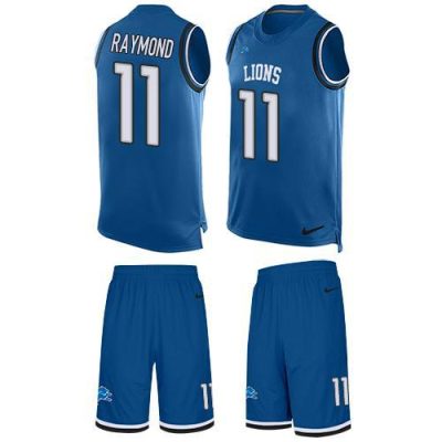 Nike Lions #11 Kalif Raymond Blue Team Color Stitched NFL Limited Tank Top Suit Jersey