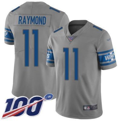 Nike Lions #11 Kalif Raymond Gray Stitched NFL Limited Inverted Legend 100th Season Jersey