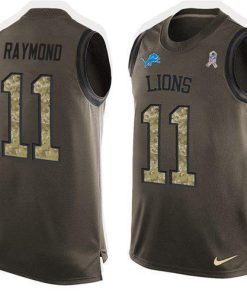 Nike Lions #11 Kalif Raymond Green Stitched NFL Limited Salute To Service Tank Top Jersey