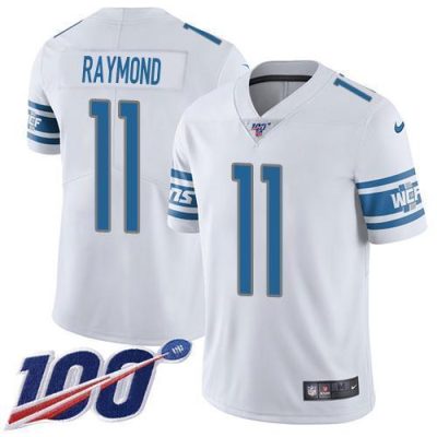 Nike Lions #11 Kalif Raymond White Stitched NFL 100th Season Vapor Untouchable Limited Jersey