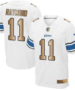 Nike Lions #11 Kalif Raymond White Stitched NFL Elite Gold Jersey