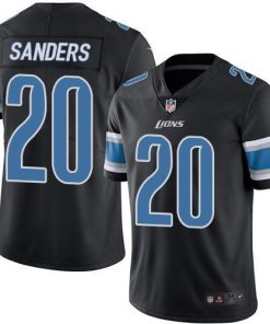 Nike Lions #20 Barry Sanders Black Stitched NFL Limited Rush Jersey