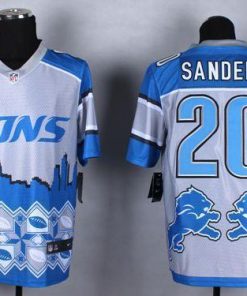Nike Lions #20 Barry Sanders Blue Stitched NFL Elite Noble Fashion Jersey