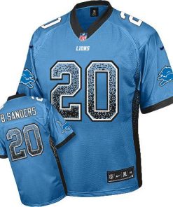Nike Lions #20 Barry Sanders Blue Team Color Stitched NFL Elite Drift Fashion Jersey