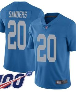 Nike Lions #20 Barry Sanders Blue Throwback Stitched NFL 100th Season Vapor Limited Jersey