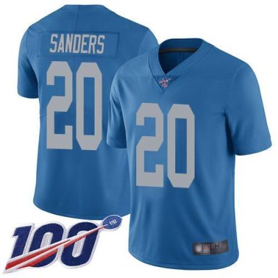 Nike Lions #20 Barry Sanders Blue Throwback Stitched NFL 100th Season Vapor Limited Jersey