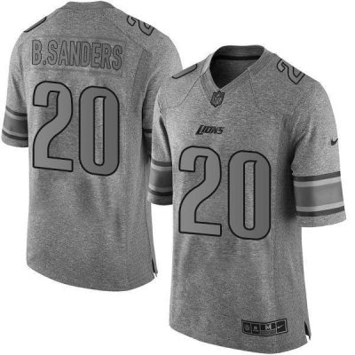 Nike Lions #20 Barry Sanders Gray Stitched NFL Limited Gridiron Gray Jersey