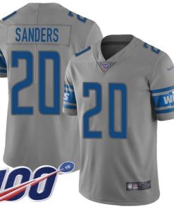 Nike Lions #20 Barry Sanders Gray Stitched NFL Limited Inverted Legend 100th Season Jersey