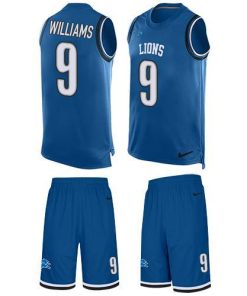 Nike Lions #9 Jameson Williams Blue Team Color Stitched NFL Limited Tank Top Suit Jersey