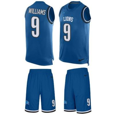 Nike Lions #9 Jameson Williams Blue Team Color Stitched NFL Limited Tank Top Suit Jersey