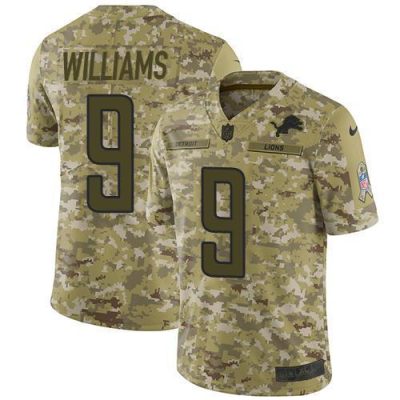 Nike Lions #9 Jameson Williams Camo Stitched NFL Limited 2018 Salute To Service Jersey