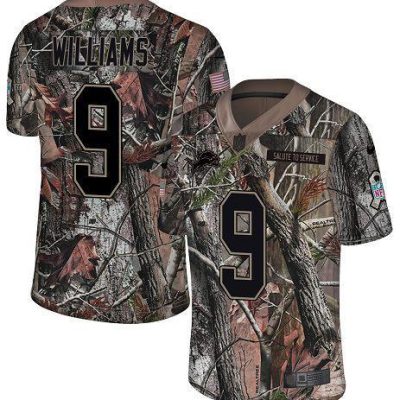 Nike Lions #9 Jameson Williams Camo Stitched NFL Limited Rush Realtree Jersey