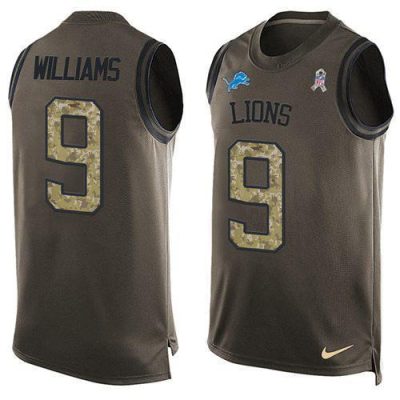 Nike Lions #9 Jameson Williams Green Stitched NFL Limited Salute To Service Tank Top Jersey
