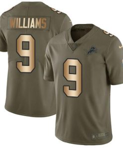 Nike Lions #9 Jameson Williams Olive/Gold Stitched NFL Limited 2017 Salute To Service Jersey