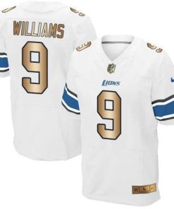 Nike Lions #9 Jameson Williams White Stitched NFL Elite Gold Jersey