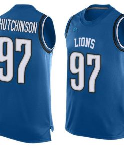 Nike Lions #97 Aidan Hutchinson Blue Team Color Stitched NFL Limited Tank Top Jersey