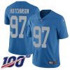 Nike Lions #97 Aidan Hutchinson Blue Throwback Stitched NFL 100th Season Vapor Untouchable Limited Jersey