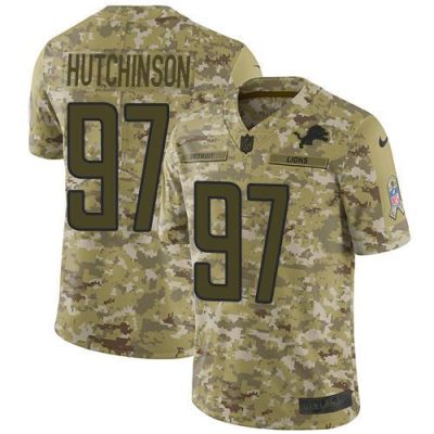 Nike Lions #97 Aidan Hutchinson Camo Stitched NFL Limited 2018 Salute To Service Jersey