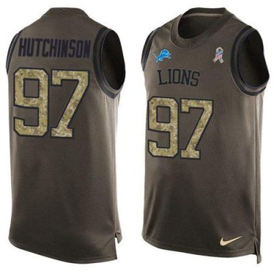 Nike Lions #97 Aidan Hutchinson Green Stitched NFL Limited Salute To Service Tank Top Jersey