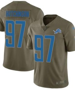 Nike Lions #97 Aidan Hutchinson Olive Stitched NFL Limited 2017 Salute To Service Jersey