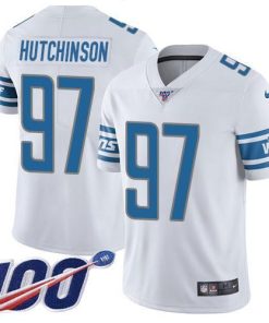 Nike Lions #97 Aidan Hutchinson White Stitched NFL 100th Season Vapor Untouchable Limited Jersey