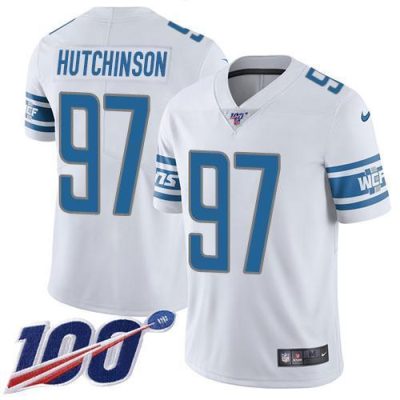 Nike Lions #97 Aidan Hutchinson White Stitched NFL 100th Season Vapor Untouchable Limited Jersey