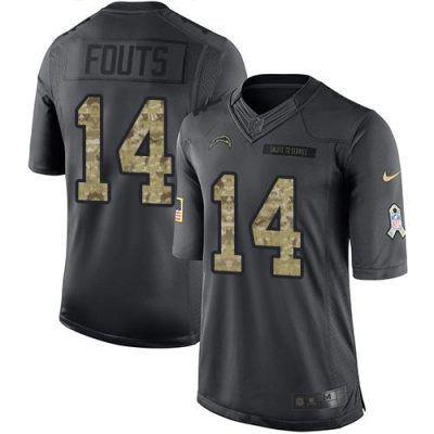 Nike Los Angeles Chargers #14 Dan Fouts Black Stitched NFL Limited 2016 Salute to Service Jersey