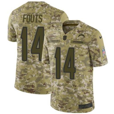 Nike Los Angeles Chargers #14 Dan Fouts Camo Stitched NFL Limited 2018 Salute To Service Jersey