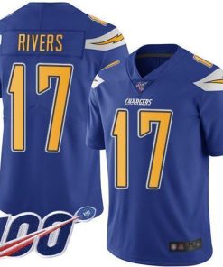 Nike Los Angeles Chargers #17 Philip Rivers Electric Blue Stitched NFL Limited Rush 100th Season Jersey
