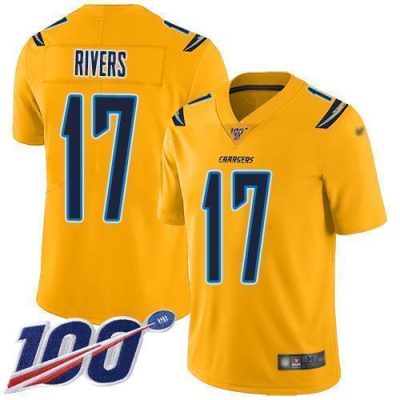 Nike Los Angeles Chargers #17 Philip Rivers Gold Stitched NFL Limited Inverted Legend 100th Season Jersey