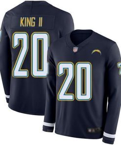 Nike Los Angeles Chargers #20 Desmond King II Navy Blue Team Color Stitched NFL Limited Therma Long Sleeve Jersey