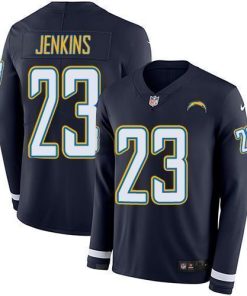 Nike Los Angeles Chargers #23 Rayshawn Jenkins Navy Blue Team Color Stitched NFL Limited Therma Long Sleeve Jersey