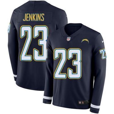 Nike Los Angeles Chargers #23 Rayshawn Jenkins Navy Blue Team Color Stitched NFL Limited Therma Long Sleeve Jersey