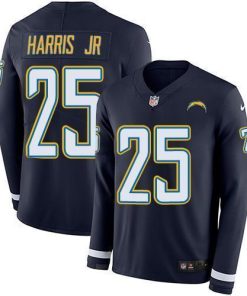 Nike Los Angeles Chargers #25 Chris Harris Jr Navy Blue Team Color Stitched NFL Limited Therma Long Sleeve Jersey