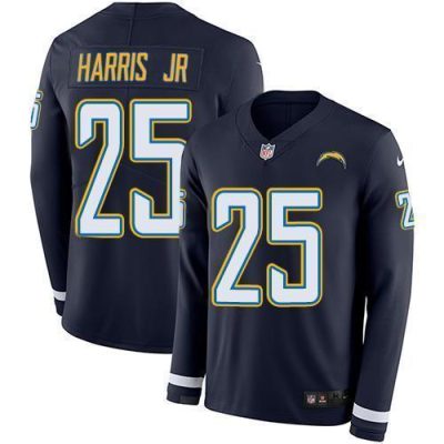 Nike Los Angeles Chargers #25 Chris Harris Jr Navy Blue Team Color Stitched NFL Limited Therma Long Sleeve Jersey