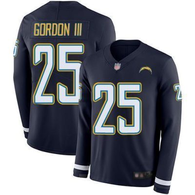 Nike Los Angeles Chargers #25 Melvin Gordon III Navy Blue Team Color Stitched NFL Limited Therma Long Sleeve Jersey