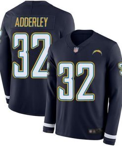Nike Los Angeles Chargers #32 Nasir Adderley Navy Blue Team Color Stitched NFL Limited Therma Long Sleeve Jersey
