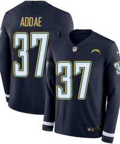 Nike Los Angeles Chargers #37 Jahleel Addae Navy Blue Team Color Stitched NFL Limited Therma Long Sleeve Jersey