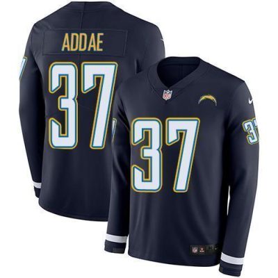 Nike Los Angeles Chargers #37 Jahleel Addae Navy Blue Team Color Stitched NFL Limited Therma Long Sleeve Jersey
