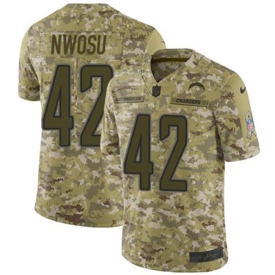 Nike Los Angeles Chargers #42 Uchenna Nwosu Camo Stitched NFL Limited 2018 Salute To Service Jersey