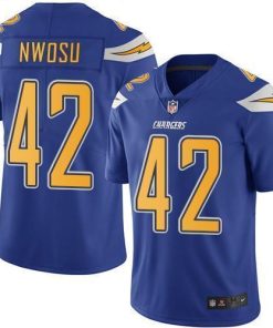 Nike Los Angeles Chargers #42 Uchenna Nwosu Electric Blue Stitched NFL Limited Rush Jersey