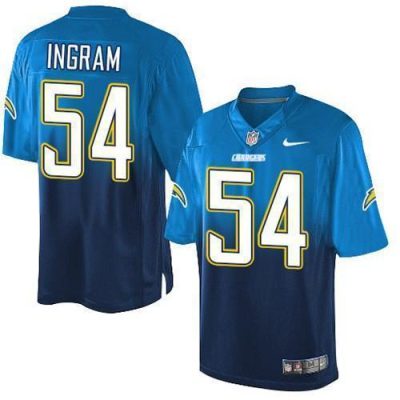 Nike Los Angeles Chargers #54 Melvin Ingram Electric Blue/Navy Blue Stitched NFL Elite Fadeaway Fashion Jersey