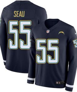 Nike Los Angeles Chargers #55 Junior Seau Navy Blue Team Color Stitched NFL Limited Therma Long Sleeve Jersey