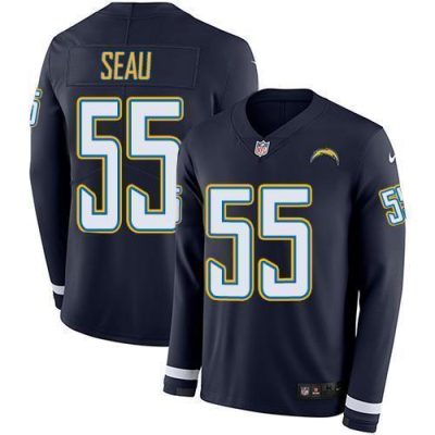 Nike Los Angeles Chargers #55 Junior Seau Navy Blue Team Color Stitched NFL Limited Therma Long Sleeve Jersey